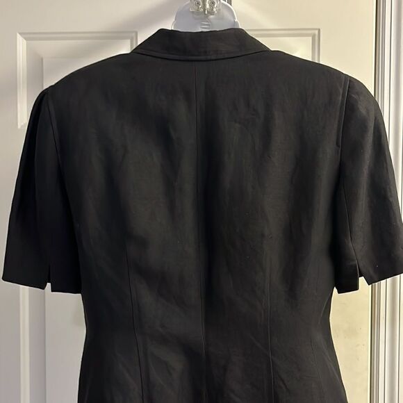 Ann Taylor Linen Blend Short Sleeve Button Front V-Neck Lined Blazer- 8P - Picture 9 of 15